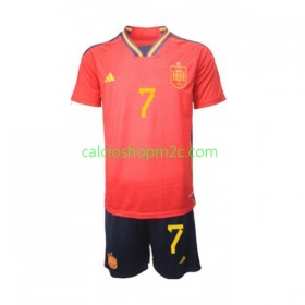 Spagna Alvaro Morata 7 Bambino Maglia Prima World Cup 2022 Manica Corta (+ Pantaloncini)